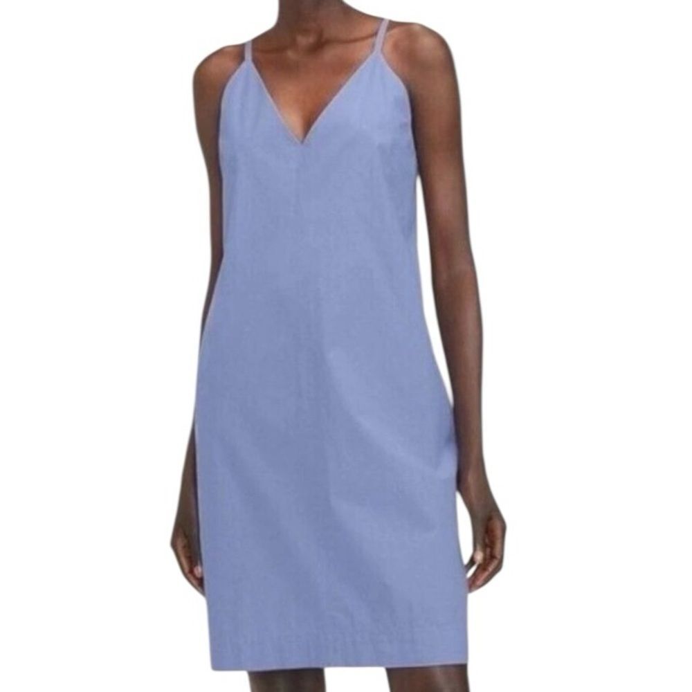 Everlane The Poplin Slip Dress V-Neck Cornflower Blue Size 4 📦